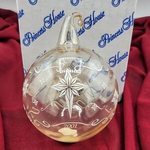 Princess House 2001 Crystal Ornament Etched Star Swirl Design w/ Box USA Vintage